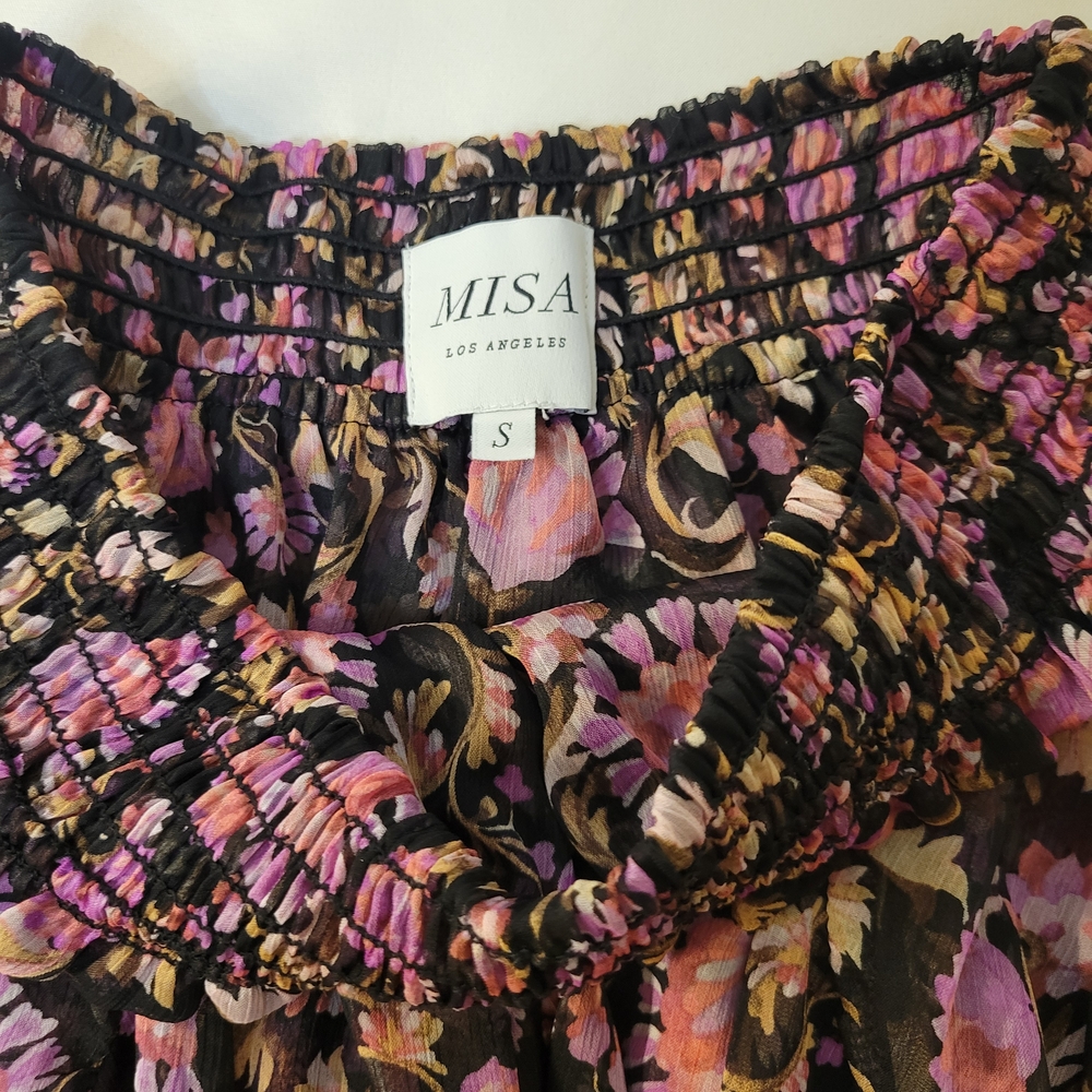 Misa Los Angeles Floral Mini Skirt in Pink and Black - Picture 3 of 4